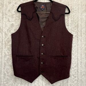 Moon Shine Tweed Wool Vest Western Sz M Adjustable Back Strap Southwestern